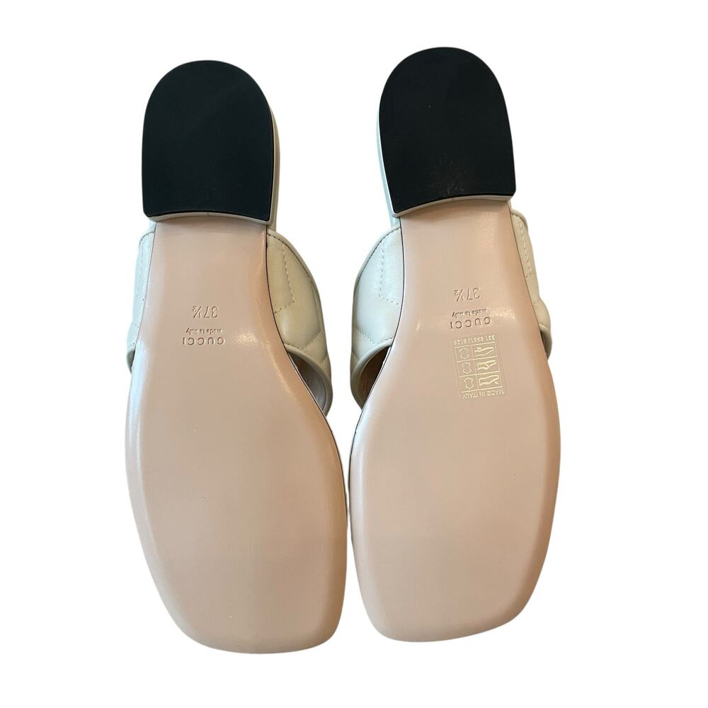 Gucci GG Marmont Matelasse Leather Flip Flop Sandals Cream White Sz 37.5 US 7.5 - Picture 7 of 16